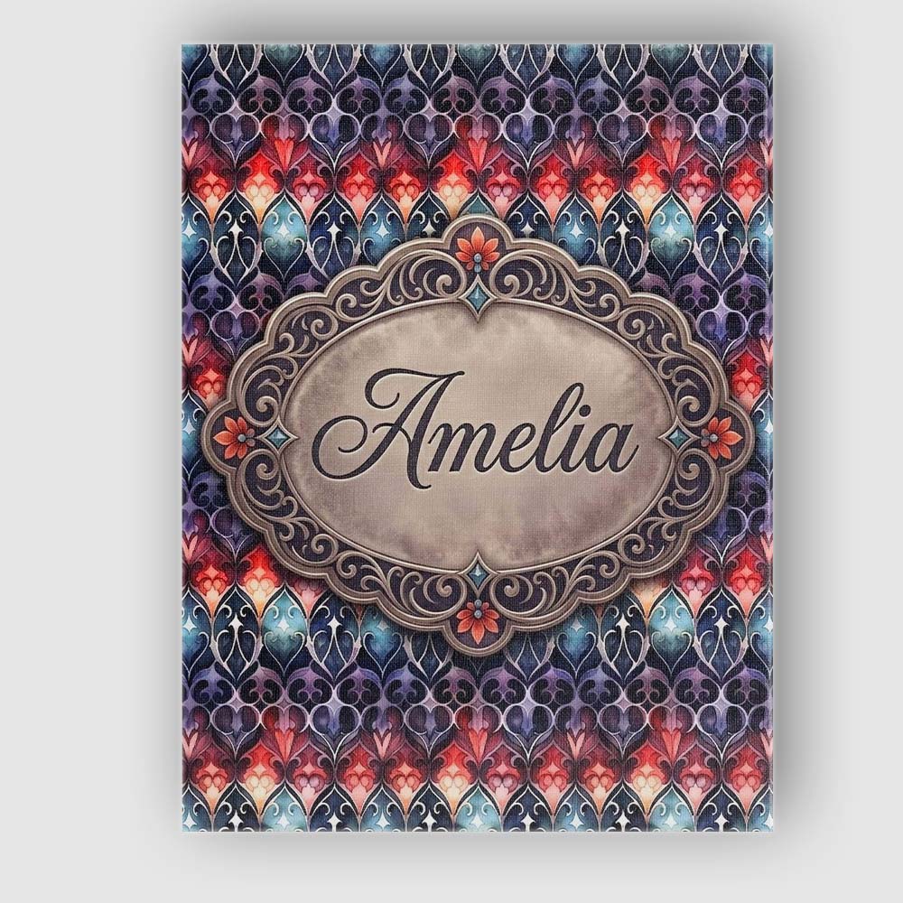 Personalised Name Elegant Gothic Floral Custom Unique Gift Idea Modern Room Accent Canvas Wall Art Print Decor Picture Ready to Hang
