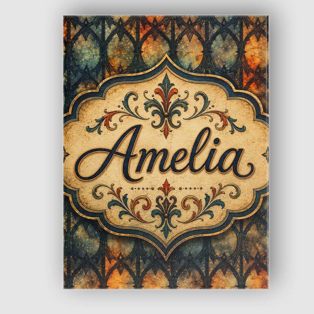 Personalised Name Gothic Stained Glass Arch Custom Bespoke Interior Contemporary Canvas Wall Art Print Decor Picture Ready to Hang
