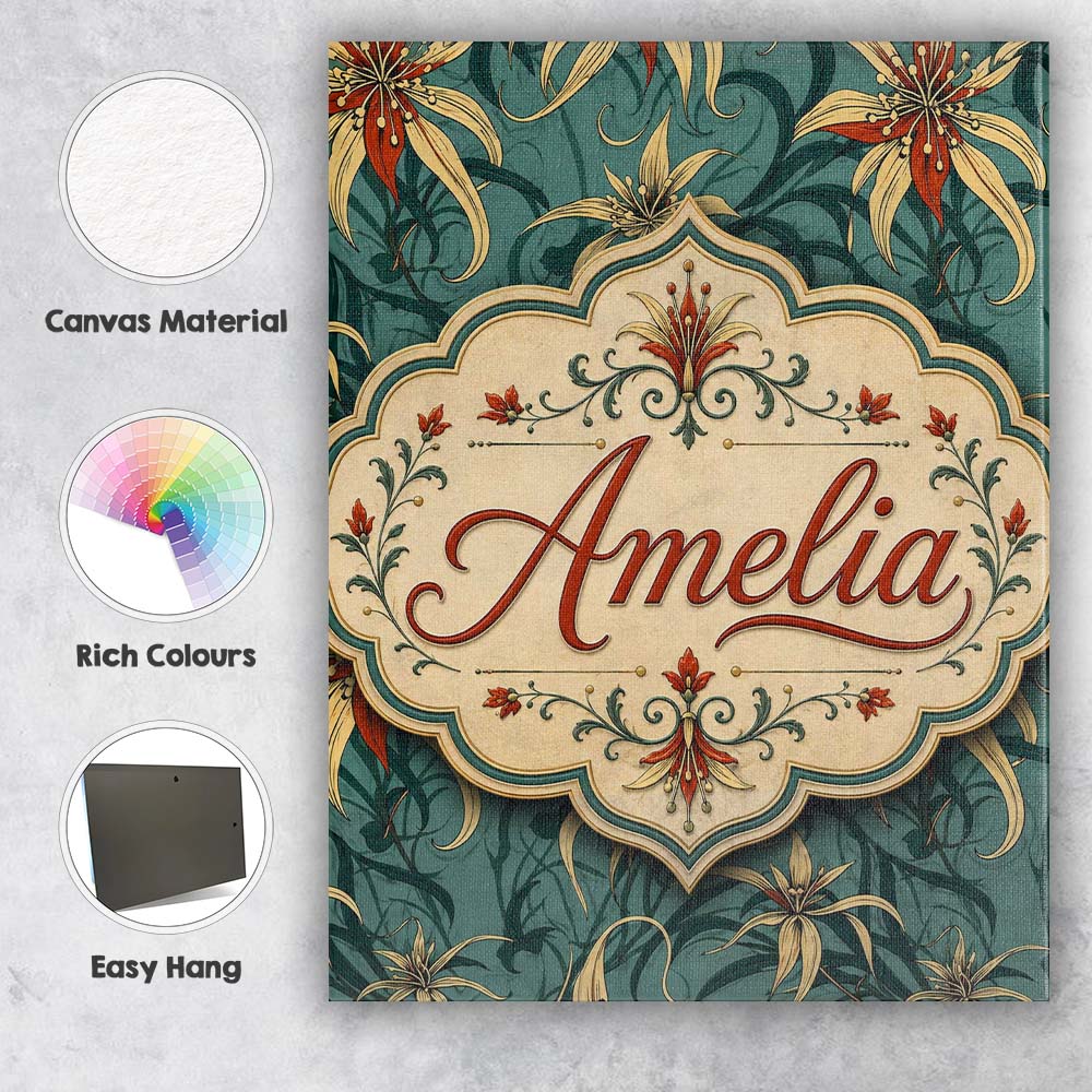 Personalised Name Elegant Tropical Lily Custom Unique Gift Idea Modern Room Accent Canvas Wall Art Print Decor Picture Ready to Hang