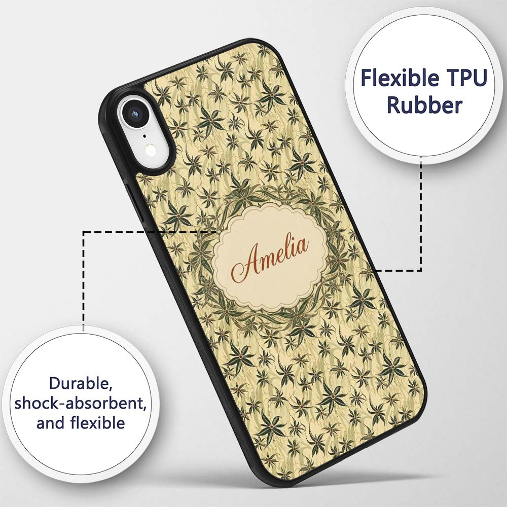 Delicate Beige Floral Star Vine Seamless Pattern Custom Name Protective Phone Case Mobile Cover Durable Everyday Smartphone Shock Resistant