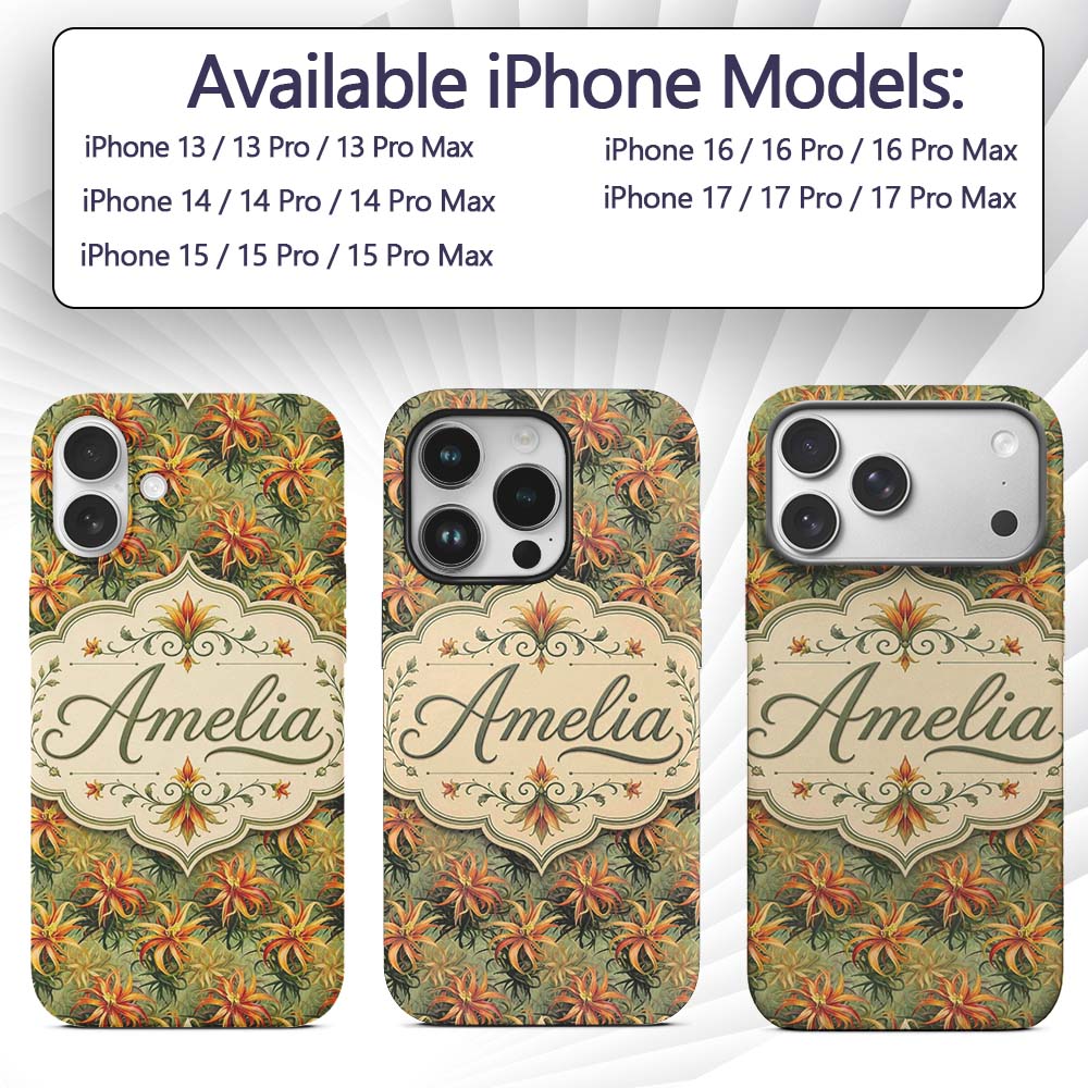 Vibrant Tropical Lily Floral Garden Seamless Custom Name Protective Phone Case Mobile Cover Durable Everyday Smartphone Shock Resistant