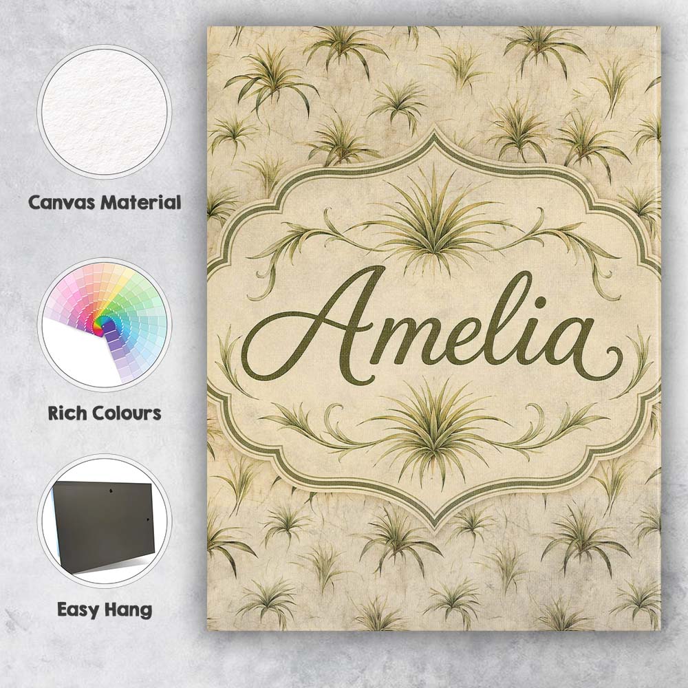 Personalised Name Minimal Beige Air Plant Custom Unique Gift Idea Elegant Feature Canvas Wall Art Print Decor Picture Ready to Hang