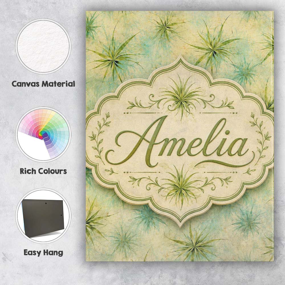 Personalised Name Abstract Botanical Air Custom Unique Gift Idea Elegant Feature Canvas Wall Art Print Decor Picture Ready to Hang