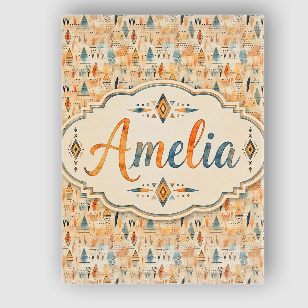 Personalised Name Abstract Tribal Symbols Custom Unique Gift Idea Elegant Feature Canvas Wall Art Print Decor Picture Ready to Hang