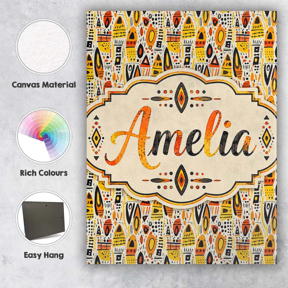 Personalised Name Bold Abstract Shapes Custom Modern Room Accent Elegant Feature Canvas Wall Art Print Decor Picture Ready to Hang