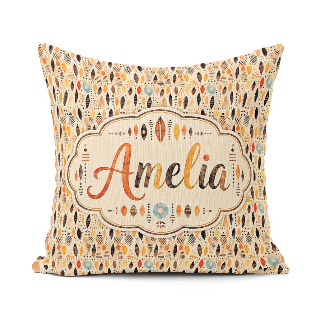 Custom Name Abstract Organic Shapes Earthy Dots Seamless Pattern Square Filled Cushion Throw Pillow Sofa Bed Home Decor Zip Washable UK Made