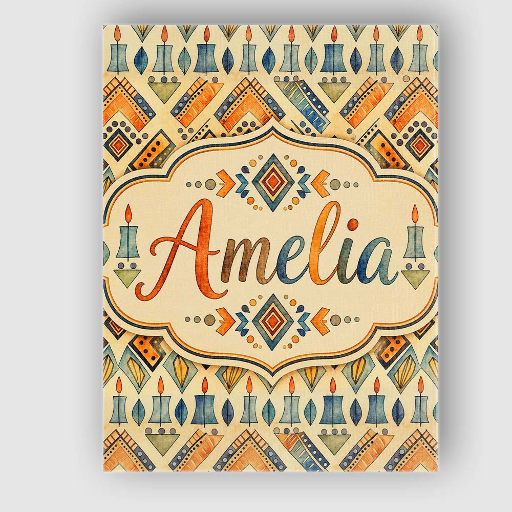 Personalised Name Geometric Tribal Candle Custom Unique Gift Idea Elegant Feature Canvas Wall Art Print Decor Picture Ready to Hang