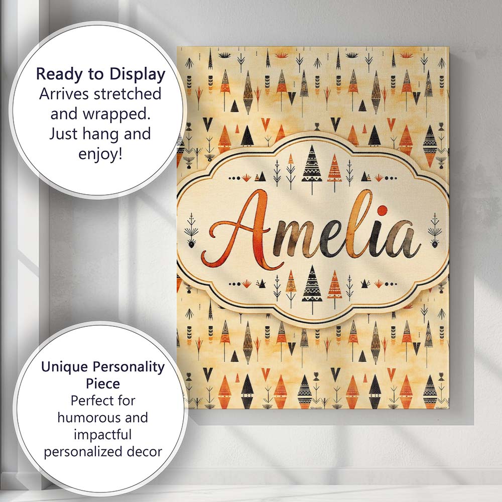Personalised Name Minimal Tribal Arrow Custom Modern Room Accent Elegant Feature Canvas Wall Art Print Decor Picture Ready to Hang