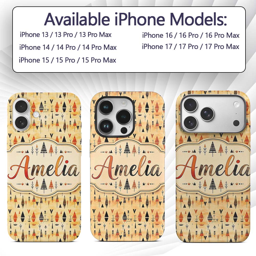 Minimal Tribal Arrow Shapes Earth Tone Seamless Custom Name Protective Phone Case Mobile Cover Durable Everyday Smartphone Shock Resistant