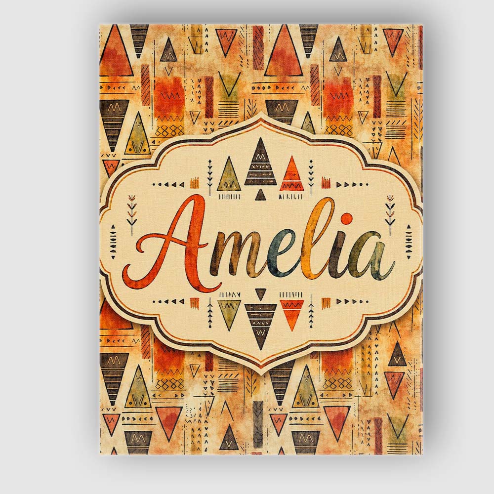Personalised Name Abstract Tribal Triangle Custom Unique Gift Idea Elegant Feature Canvas Wall Art Print Decor Picture Ready to Hang