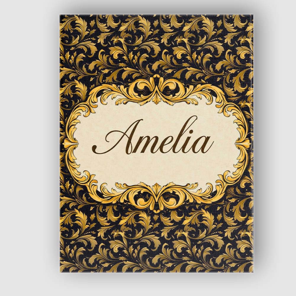 Personalised Name Golden Ornamental Baroque Seamless Classic Luxury Custom Canvas Wall Art Print Decor Picture Ready to Hang