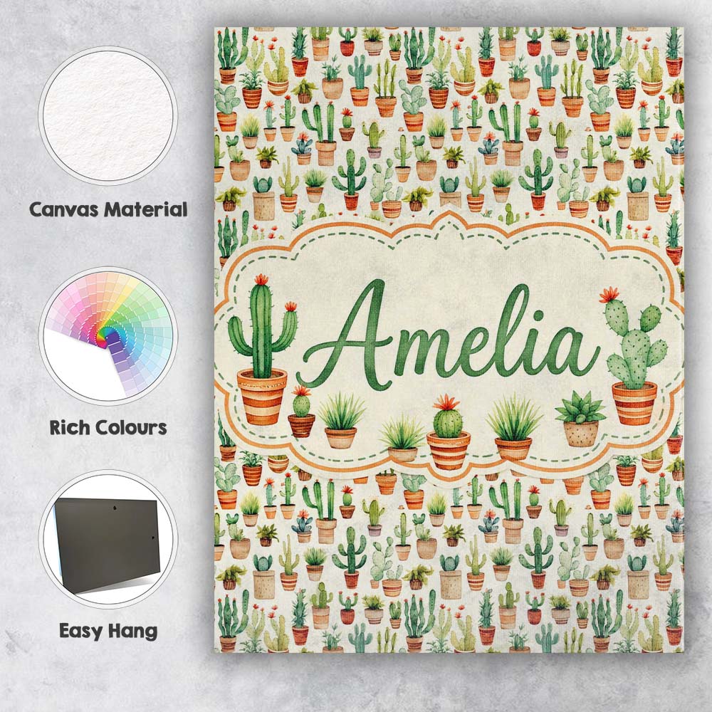 Personalised Name Rustic Desert Potted Custom Modern Room Accent Elegant Feature Canvas Wall Art Print Decor Picture Ready to Hang
