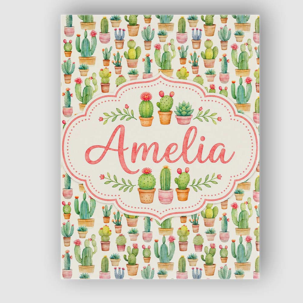 Personalised Name Charming Pastel Potted Custom Unique Gift Idea Elegant Feature Canvas Wall Art Print Decor Picture Ready to Hang
