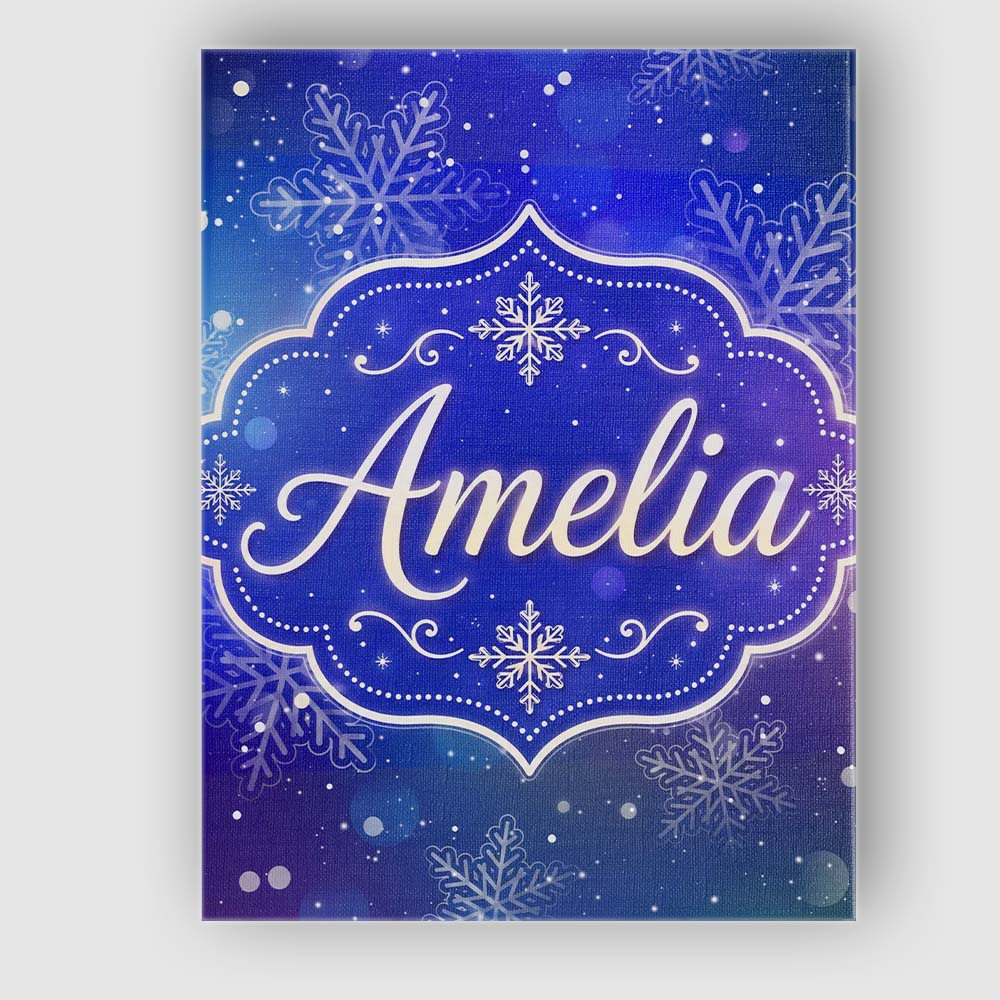 Personalised Name Snowflake Bokeh Winter Custom Unique Gift Idea Elegant Feature Canvas Wall Art Print Decor Picture Ready to Hang