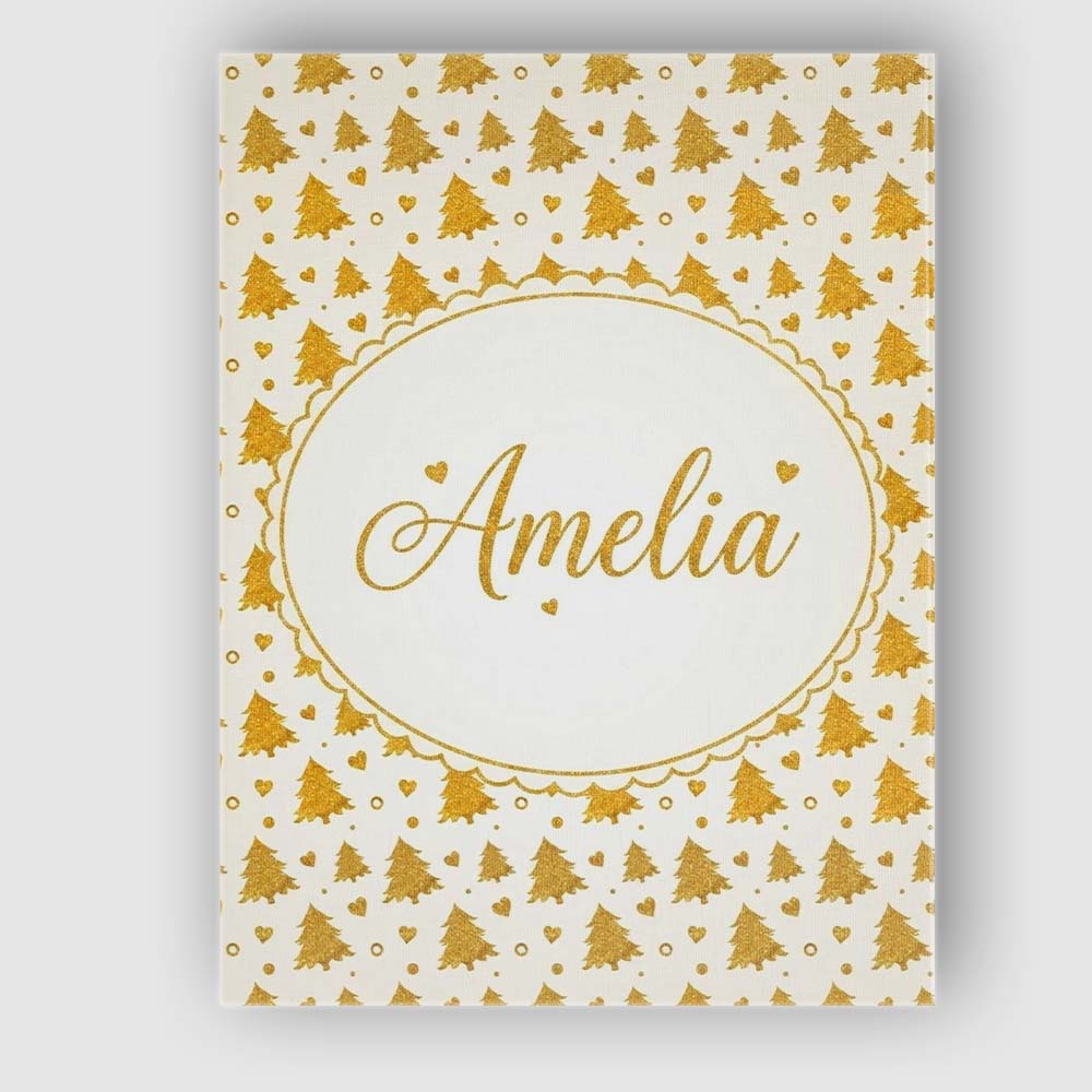 Personalised Name Gold Christmas Tree Heart Custom Bespoke Interior Contemporary Canvas Wall Art Print Decor Picture Ready to Hang