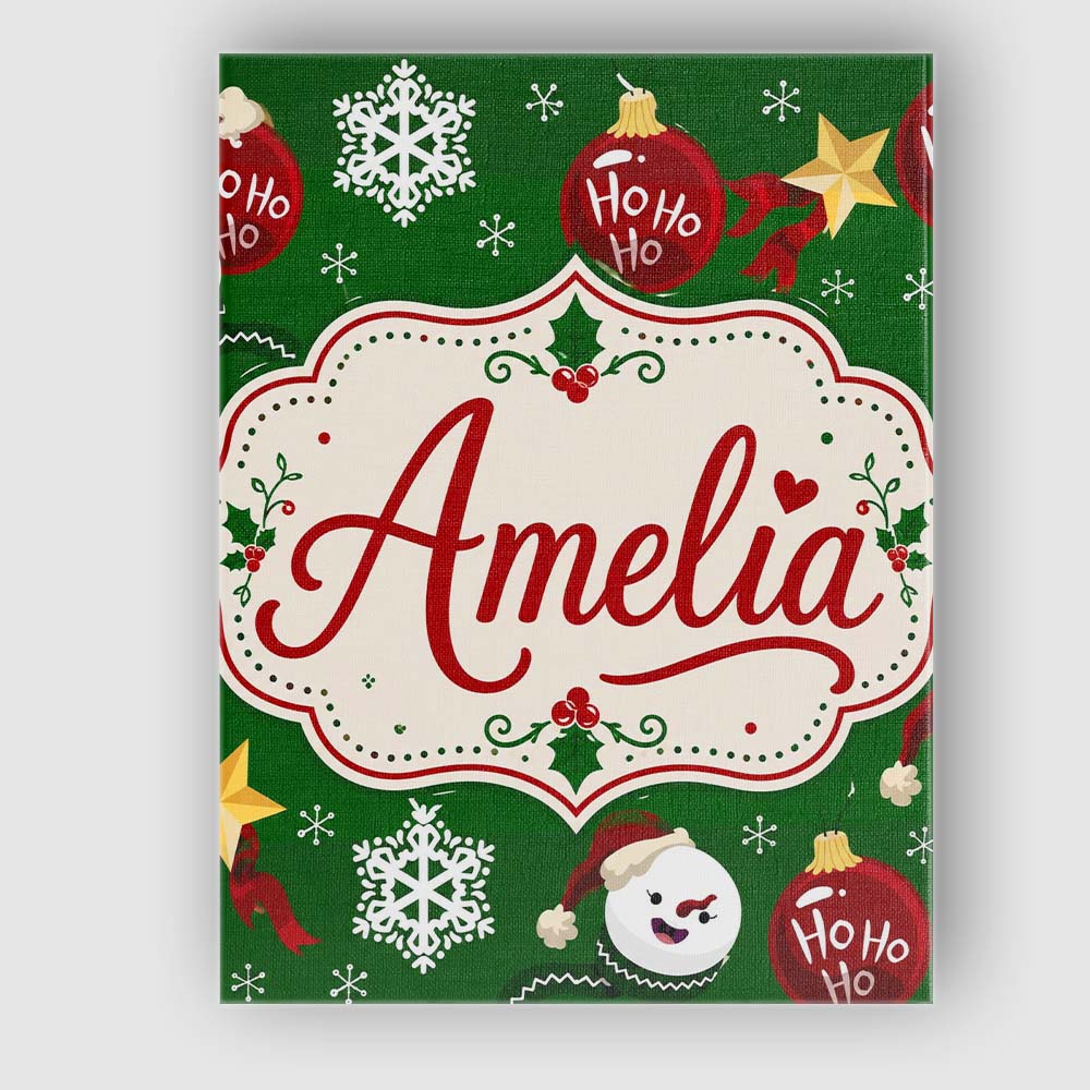 Personalised Name Cute Snowman Ornament Custom Modern Room Accent Elegant Feature Canvas Wall Art Print Decor Picture Ready to Hang