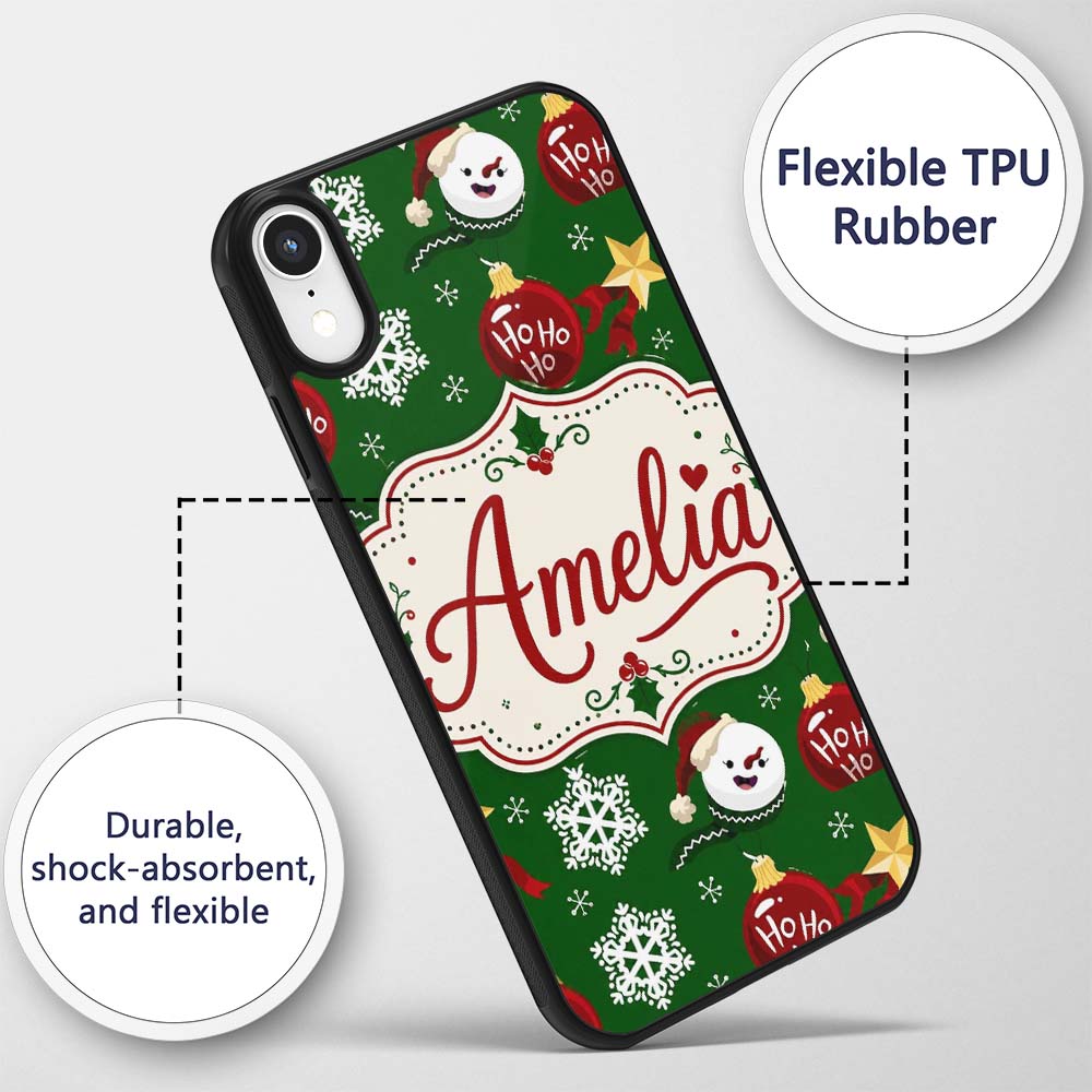 Cute Snowman Ornament Star Snowflake Seamless Custom Name Protective Phone Case Mobile Cover Durable Everyday Smartphone Shock Resistant