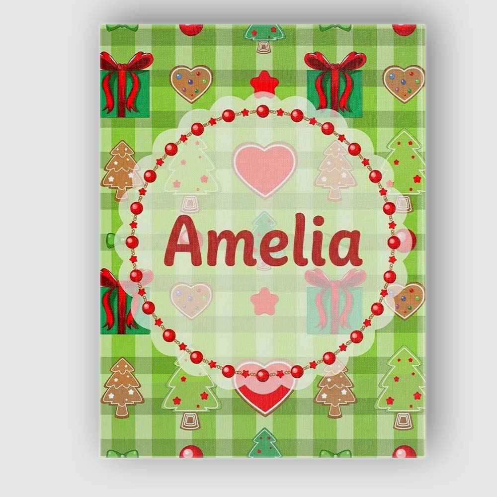Personalised Name Cute Christmas Trees Custom Modern Room Accent Elegant Feature Canvas Wall Art Print Decor Picture Ready to Hang