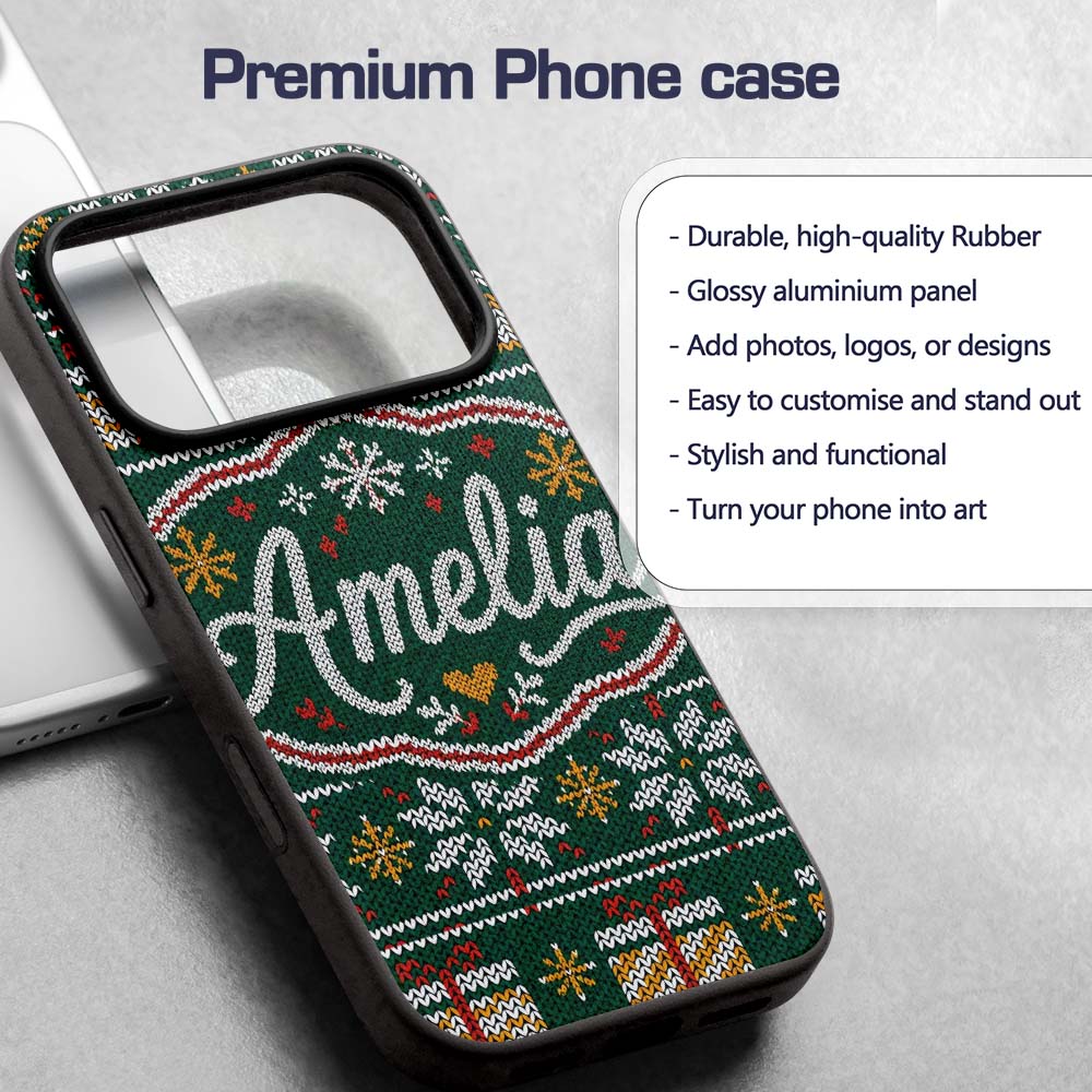 Cute Green Nordic Christmas Tree Snowflake Gift Custom Name Protective Phone Case Mobile Cover Durable Everyday Smartphone Shock Resistant