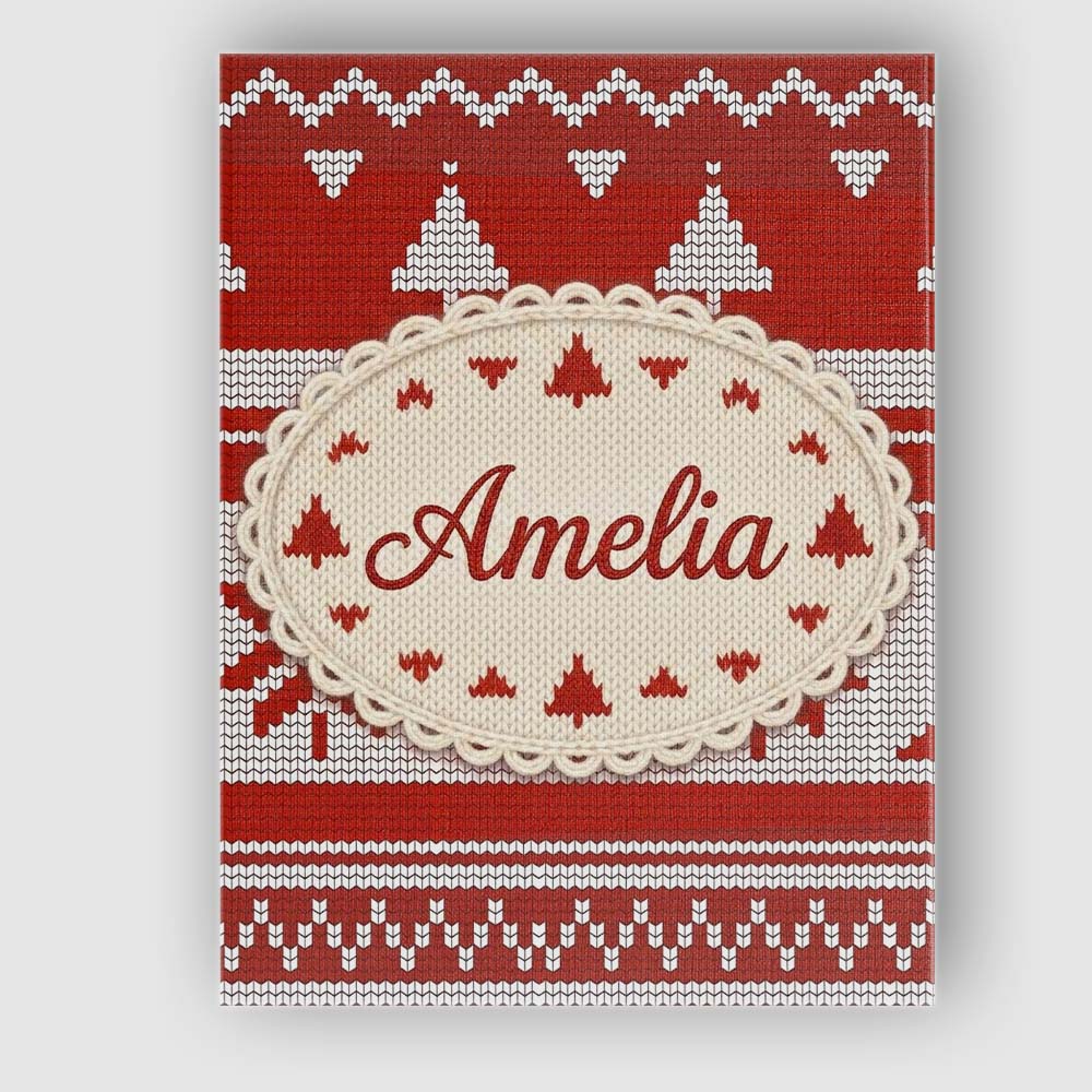 Personalised Name Cute Red White Nordic Custom Modern Room Accent Elegant Feature Canvas Wall Art Print Decor Picture Ready to Hang