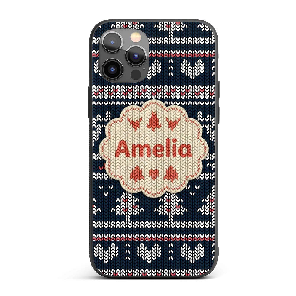 Cute Blue Nordic Snowflake Winter Traditional Custom Name Protective Phone Case Mobile Cover Durable Everyday Smartphone Shock Resistant