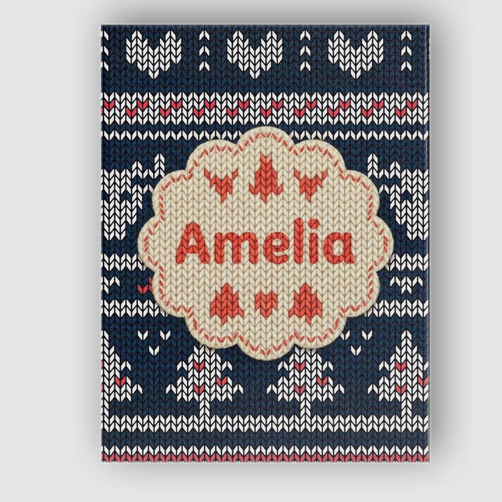 Personalised Name Cute Blue Nordic Snowflake Custom Bespoke Contemporary Display Canvas Wall Art Print Decor Picture Ready to Hang