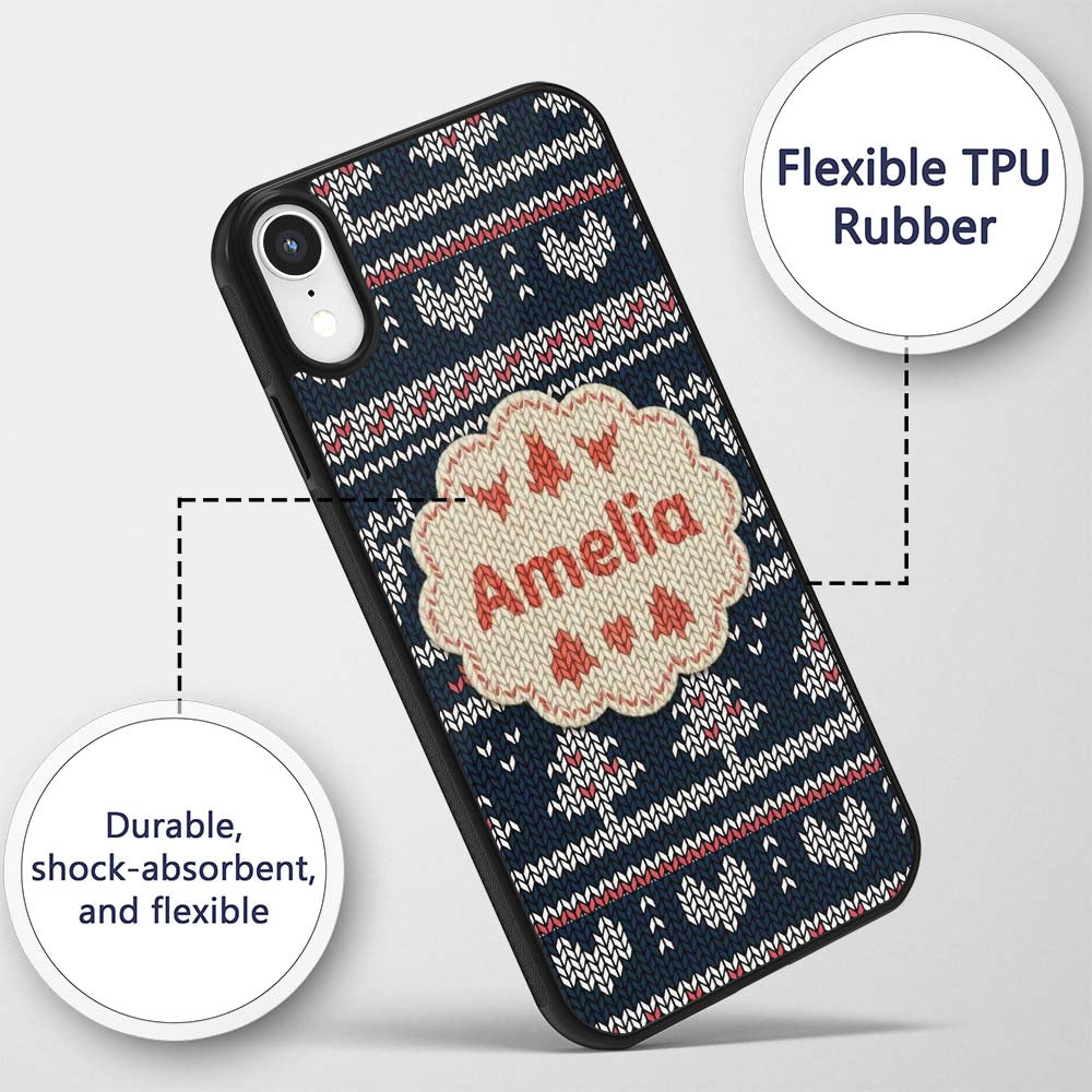 Cute Blue Nordic Snowflake Winter Traditional Custom Name Protective Phone Case Mobile Cover Durable Everyday Smartphone Shock Resistant