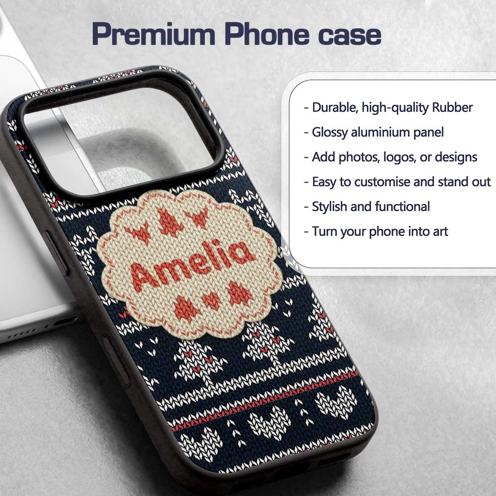Cute Blue Nordic Snowflake Winter Traditional Custom Name Protective Phone Case Mobile Cover Durable Everyday Smartphone Shock Resistant