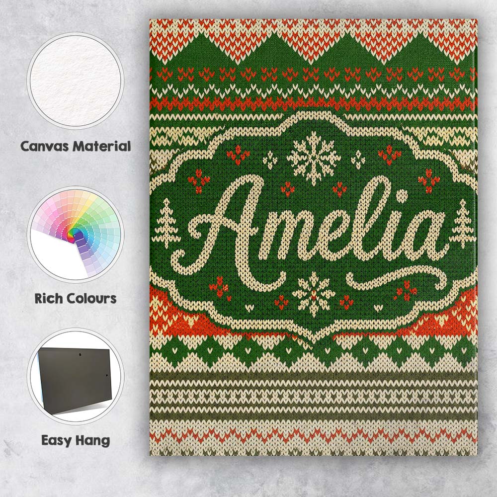 Personalised Name Cute Green Beige Nordic Custom Unique Gift Idea Elegant Feature Canvas Wall Art Print Decor Picture Ready to Hang