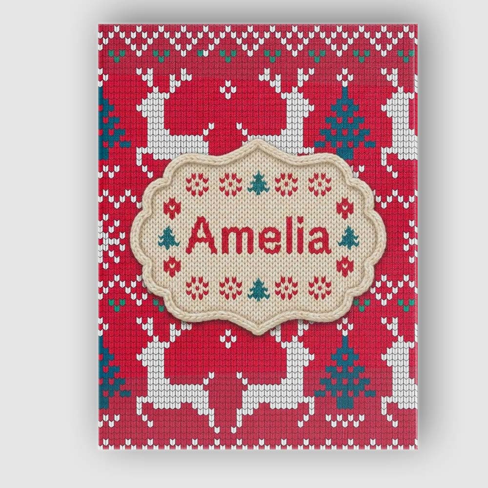 Personalised Name Cute Red Nordic Reindeer Custom Unique Gift Idea Elegant Feature Canvas Wall Art Print Decor Picture Ready to Hang
