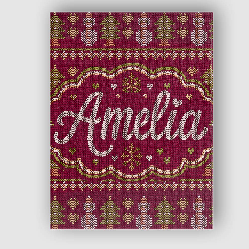 Personalised Name Cute Burgundy Christmas Custom Unique Gift Idea Elegant Feature Canvas Wall Art Print Decor Picture Ready to Hang
