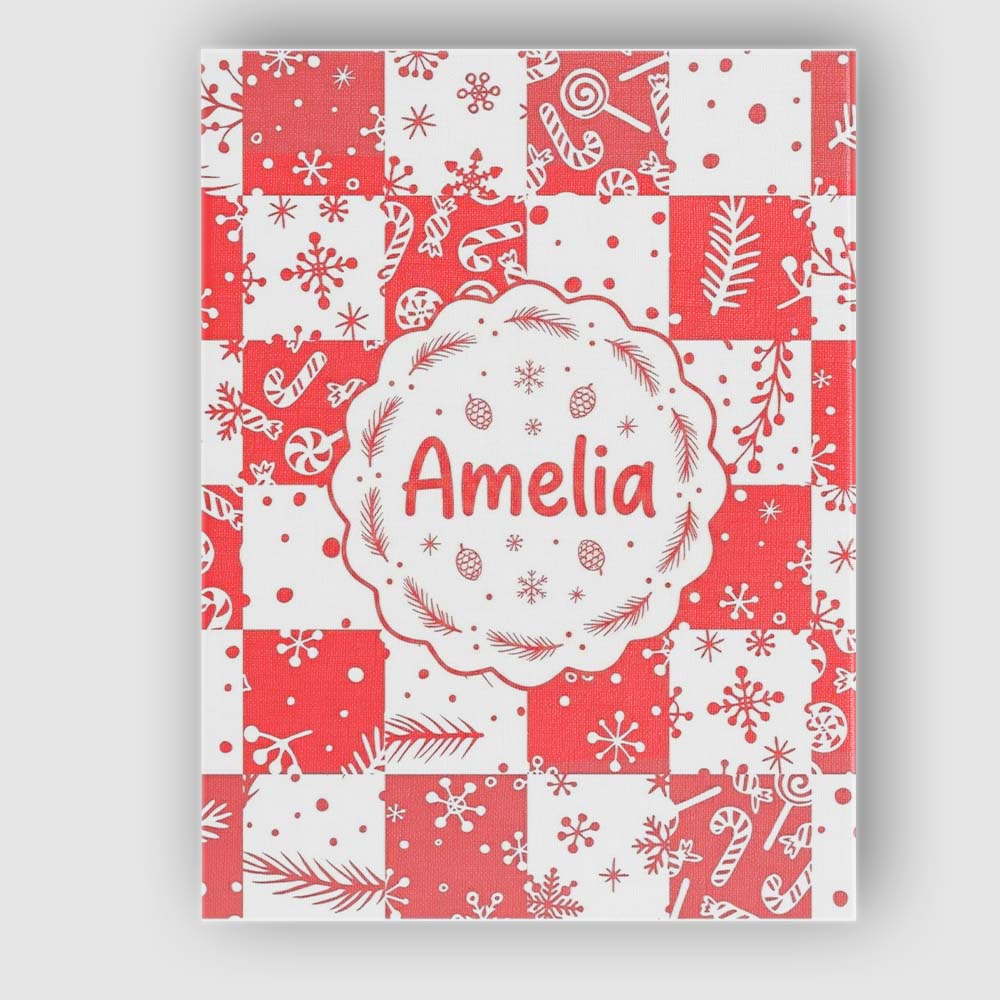 Personalised Name Festive Candy Cane Custom Premium Decorative Design Modern Room Accent Canvas Wall Art Print Decor Picture Ready to Hang