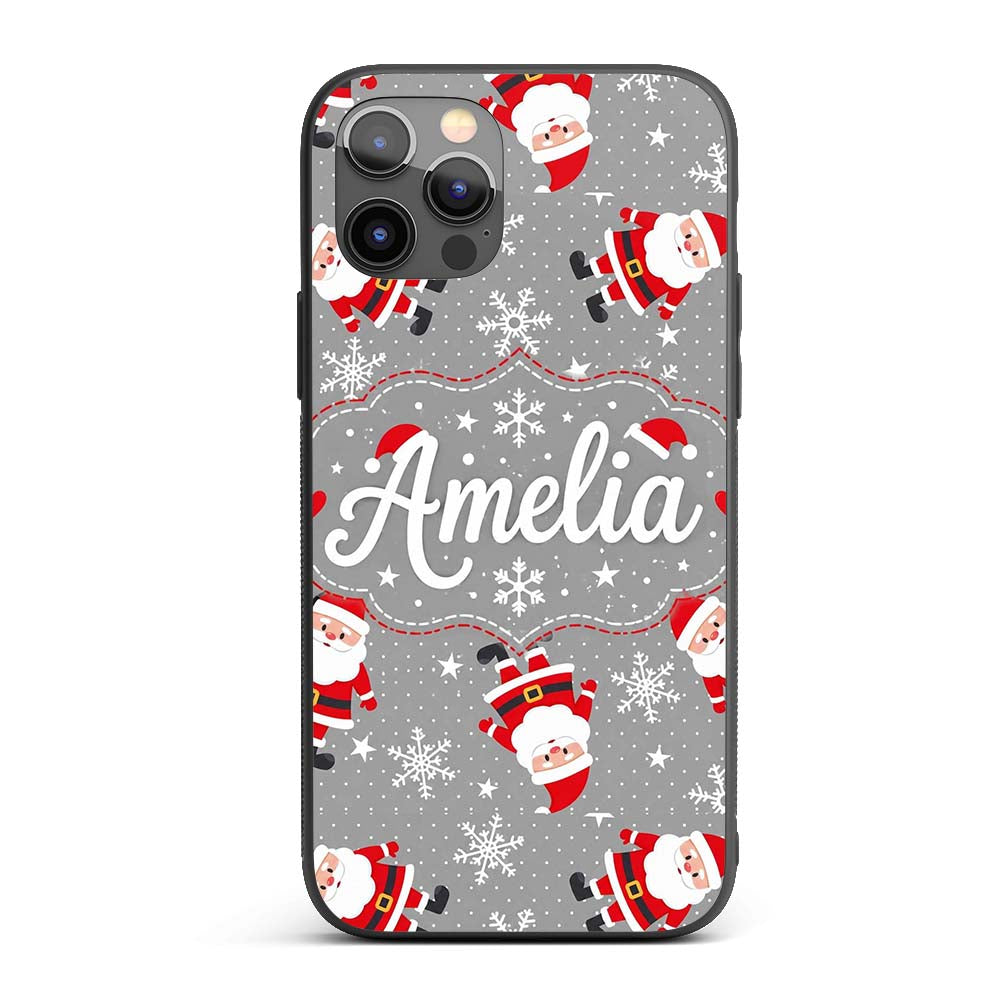 Cute Santa Claus Snowflake Winter Printed Design Custom Name Protective Phone Case Mobile Cover Durable Everyday Smartphone Shock Resistant