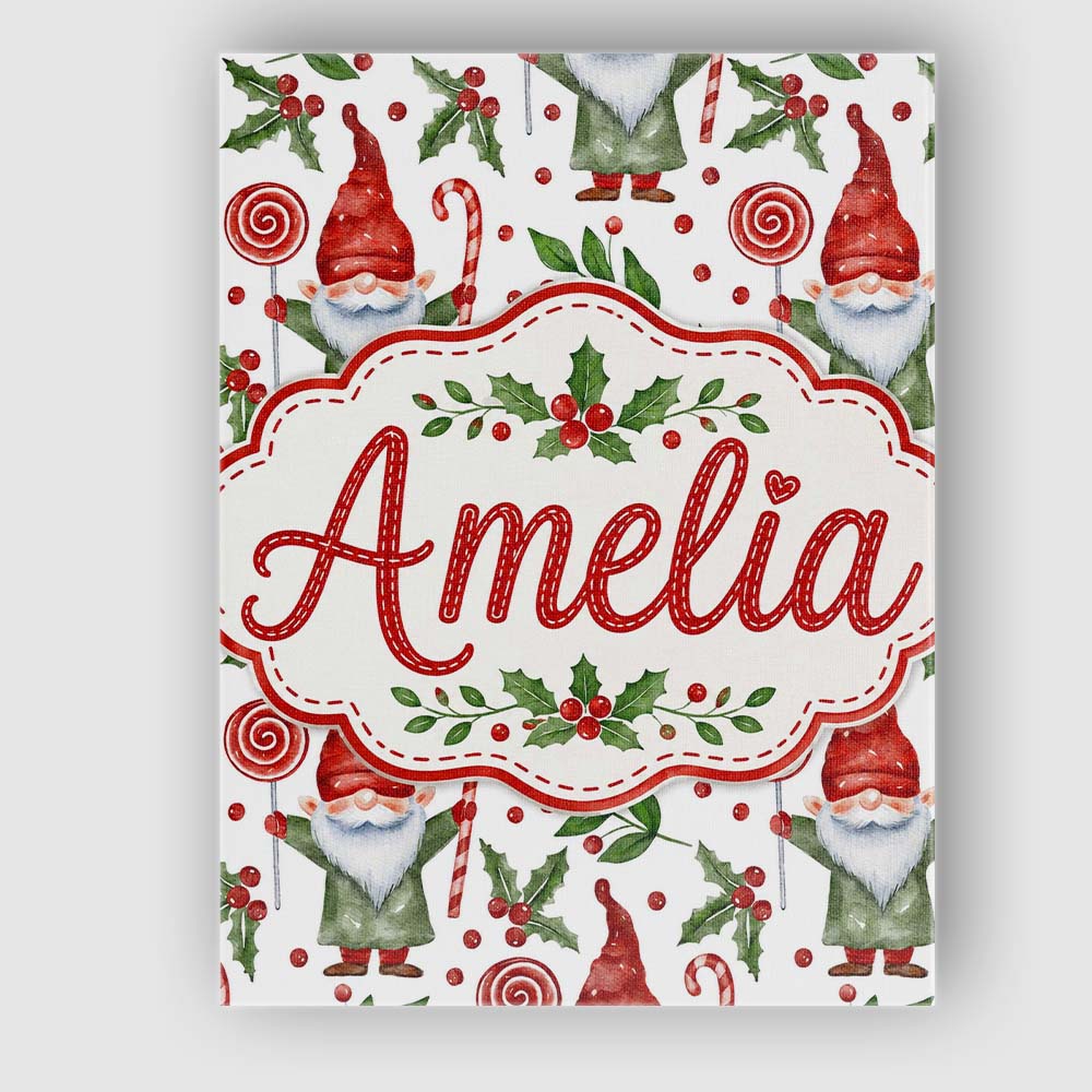 Personalised Name Watercolor Christmas Custom Modern Room Accent Elegant Feature Canvas Wall Art Print Decor Picture Ready to Hang