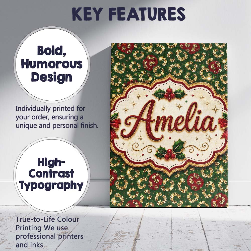Personalised Name Gold Leopard Custom Premium Decorative Design Creative Decorator Style Canvas Wall Art Print Decor Picture Ready to Hang