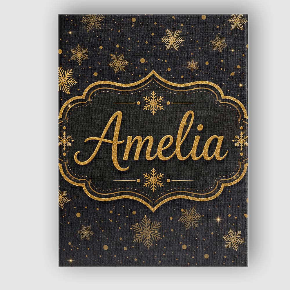 Personalised Name Luxury Gold Snowflake Custom Modern Room Accent Elegant Feature Canvas Wall Art Print Decor Picture Ready to Hang