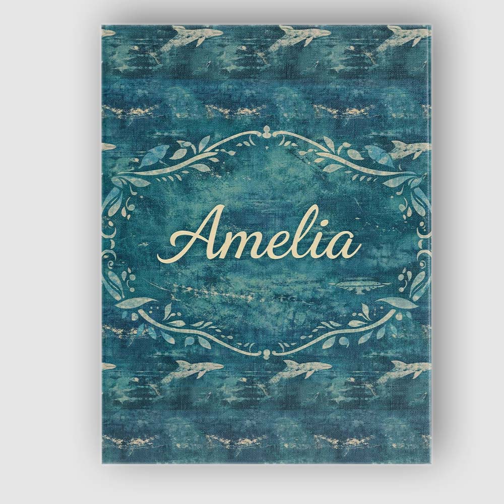 Personalised Name Dark Ocean Whale Seamless Pattern Deep Sea Marine Custom Canvas Wall Art Print Decor Picture Ready to Hang