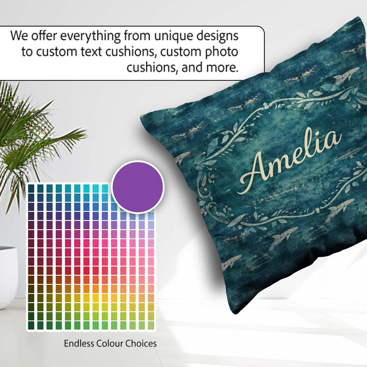 Custom Name Dark Ocean Whale Seamless Pattern Deep Marine Animal Square Filled Cushion Throw Pillow Sofa Bed Home Decor Zip Washable UK Made
