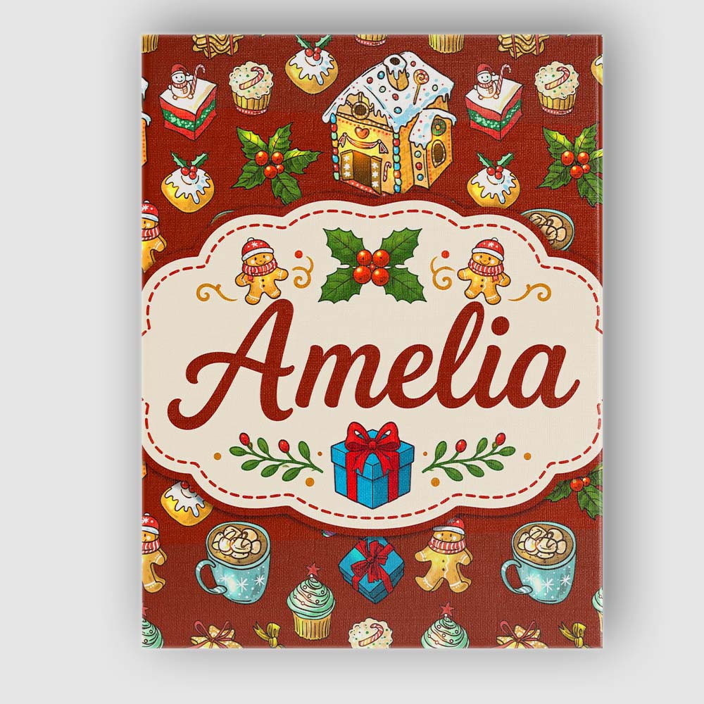 Personalised Name Gingerbread House Cupcake Custom Bespoke Interior Contemporary Canvas Wall Art Print Decor Picture Ready to Hang