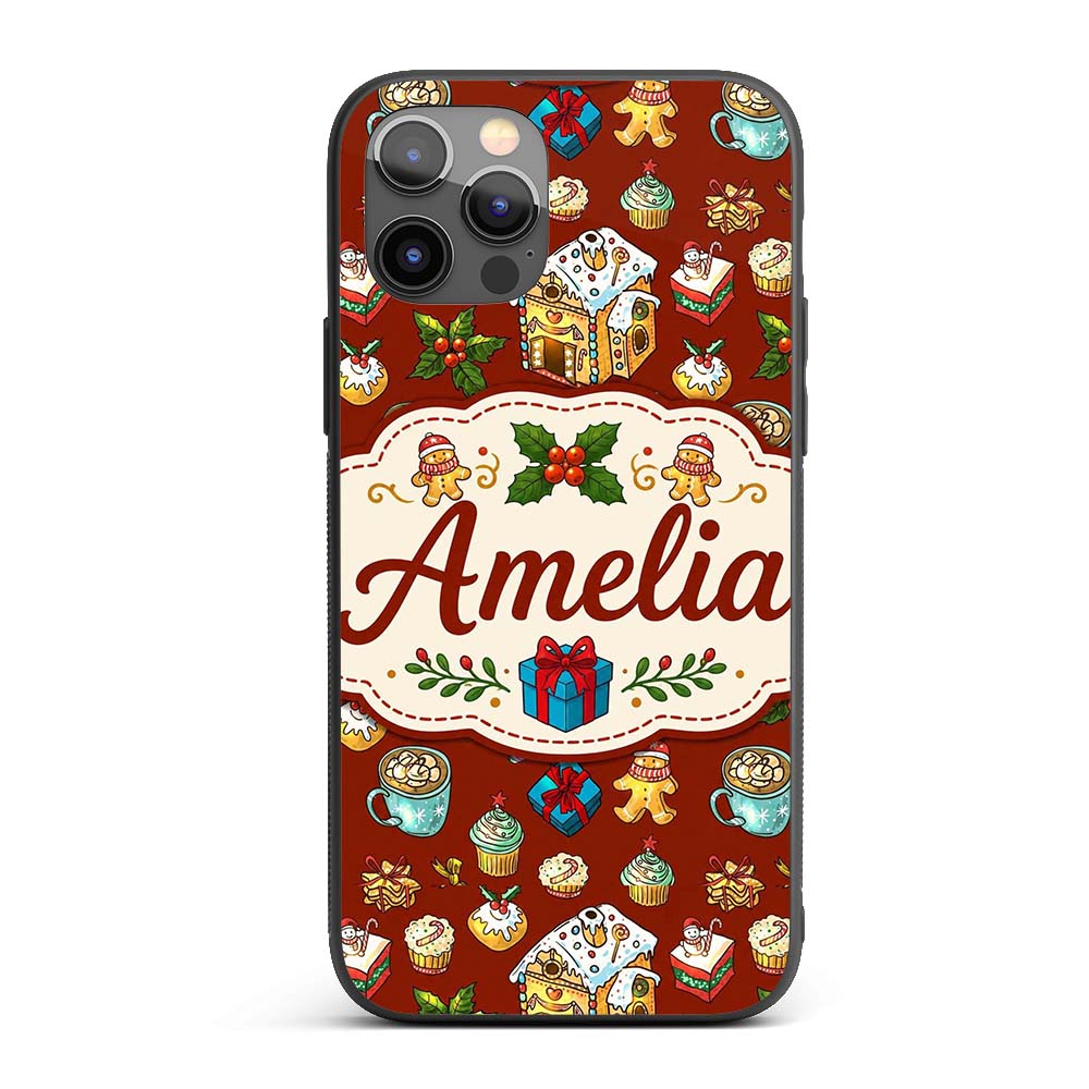 Gingerbread House Cupcake Candy Printed Design Custom Name Protective Phone Case Mobile Cover Durable Everyday Smartphone Shock Resistant