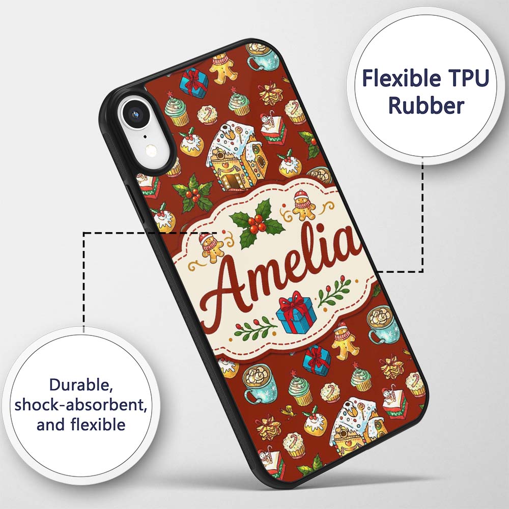 Gingerbread House Cupcake Candy Printed Design Custom Name Protective Phone Case Mobile Cover Durable Everyday Smartphone Shock Resistant