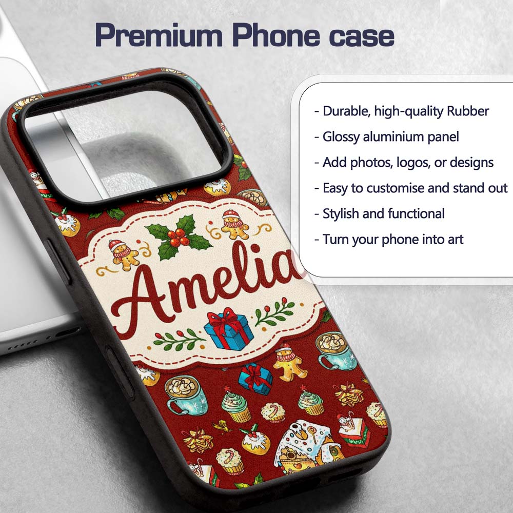 Gingerbread House Cupcake Candy Printed Design Custom Name Protective Phone Case Mobile Cover Durable Everyday Smartphone Shock Resistant