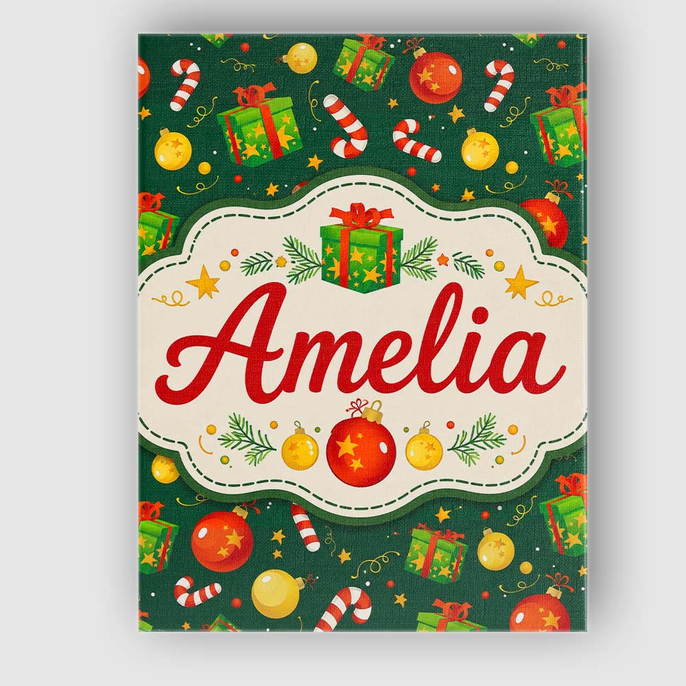 Personalised Name Christmas Gift Box Candy Custom Bespoke Contemporary Statement Canvas Wall Art Print Decor Picture Ready to Hang