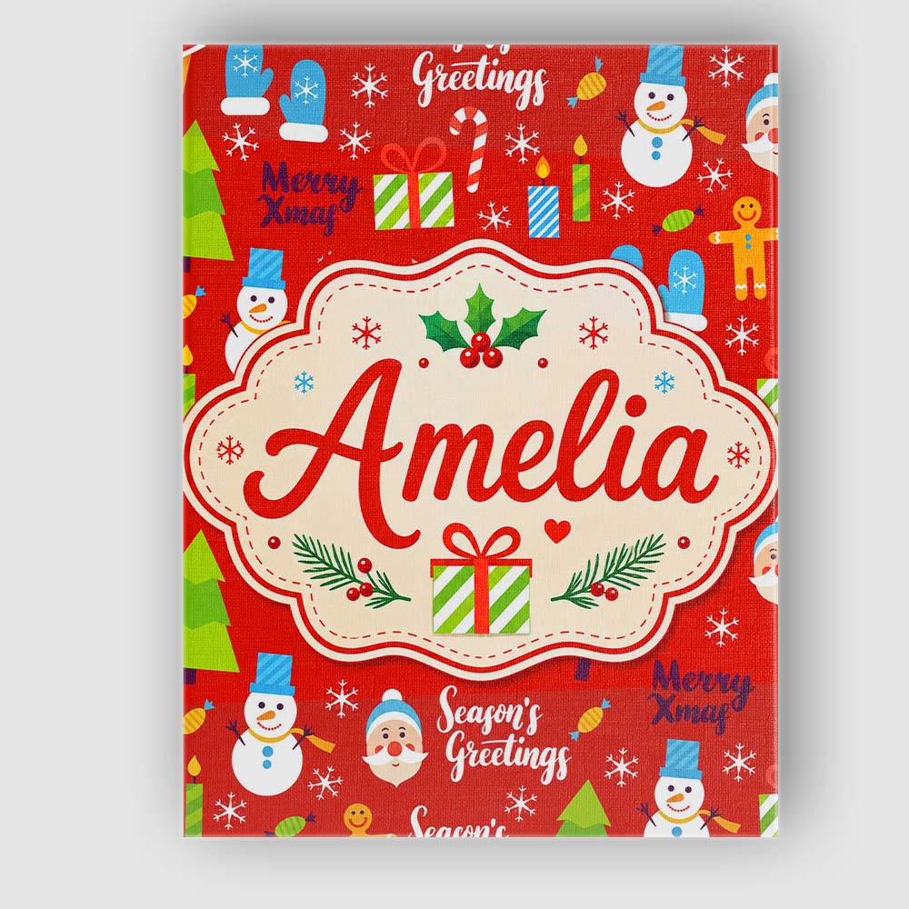 Personalised Name Merry Christmas Santa Custom Modern Room Accent Elegant Feature Canvas Wall Art Print Decor Picture Ready to Hang