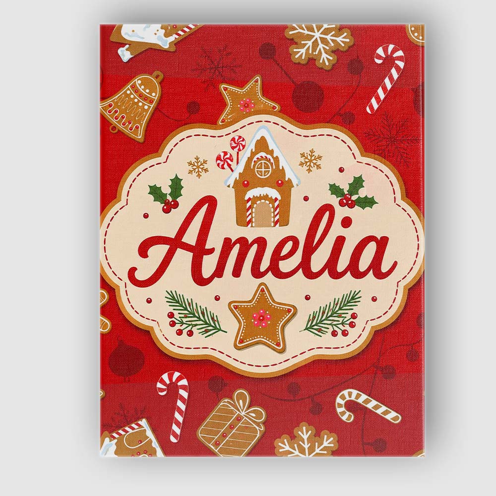 Personalised Name Gingerbread House Cookie Custom Unique Gift Idea Elegant Feature Canvas Wall Art Print Decor Picture Ready to Hang