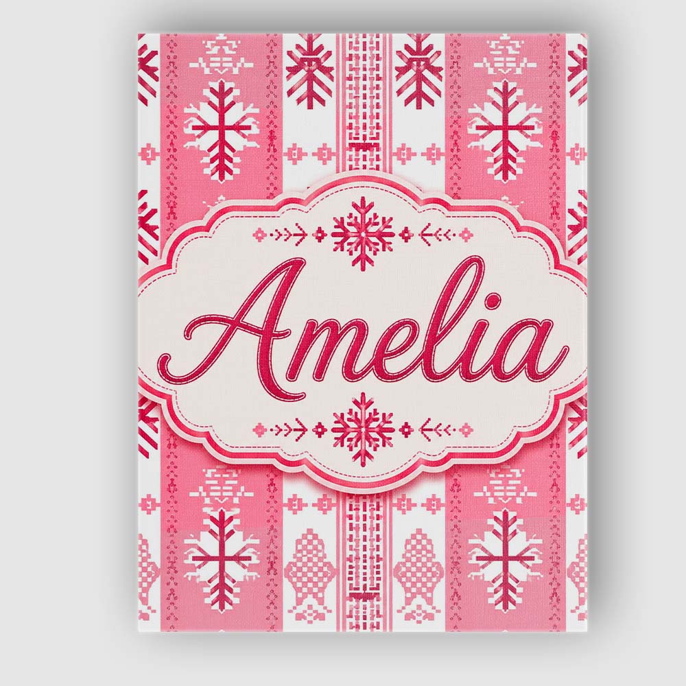 Personalised Name Scandinavian Pink Red Custom Modern Room Accent Elegant Feature Canvas Wall Art Print Decor Picture Ready to Hang
