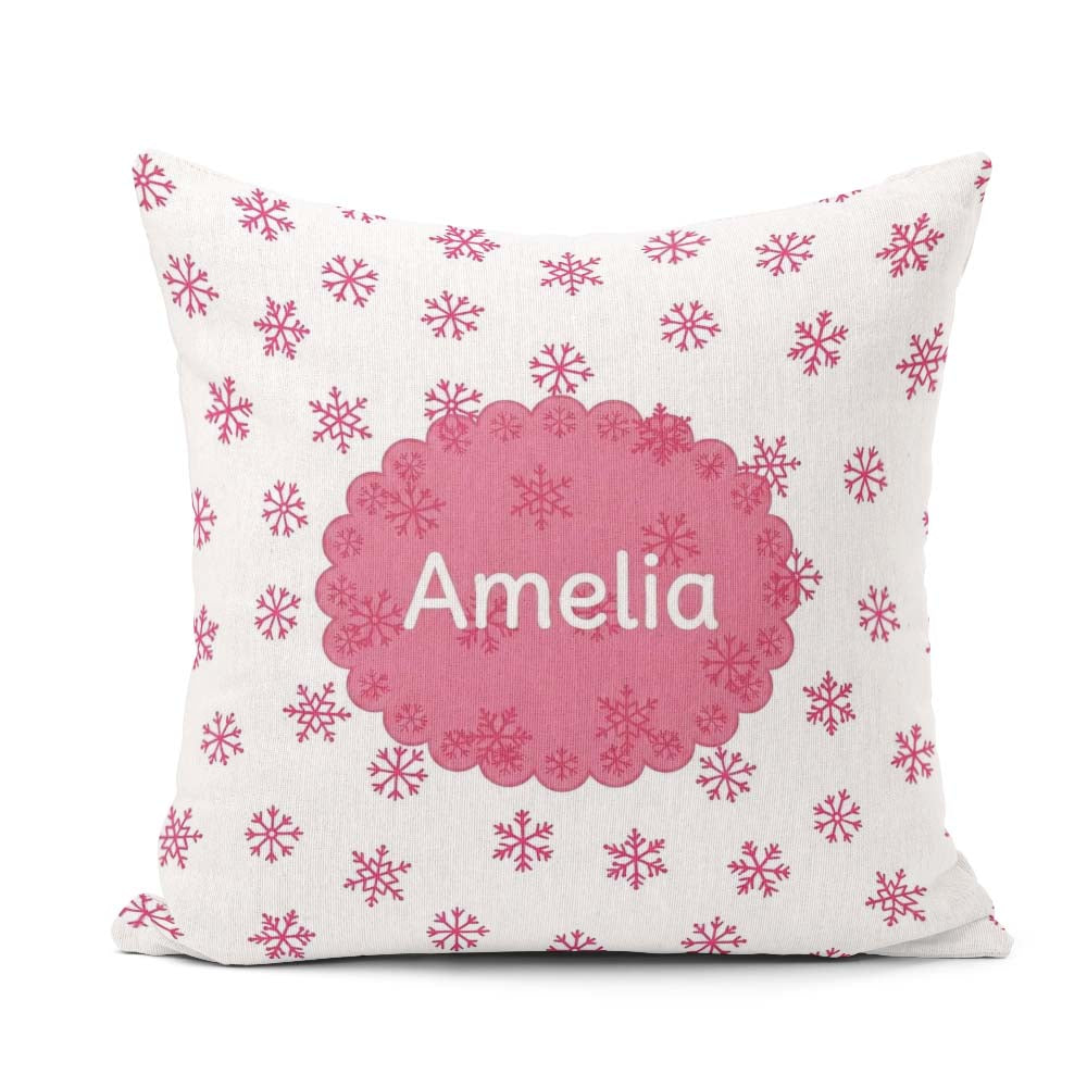 Custom Name Simple Pink Polka Dot Winter Seamless Pattern Lovely Square Filled Cushion Throw Pillow Sofa Bed Home Decor Zip Washable UK Made