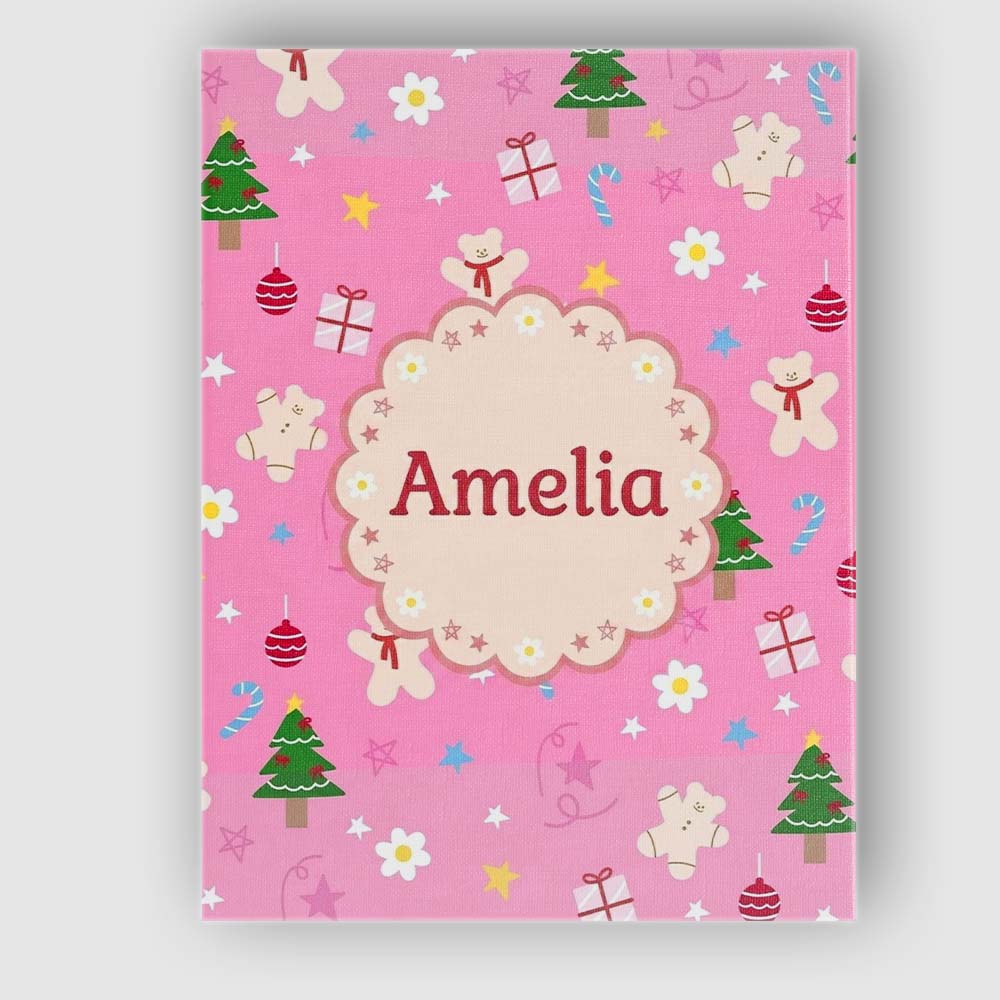 Personalised Name Cute Christmas Gingerbread Custom Bespoke Contemporary Display Canvas Wall Art Print Decor Picture Ready to Hang