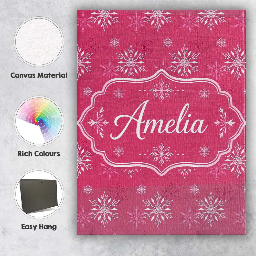 Personalised Name Elegant Red White Snowflake Custom Unique Gift Idea Modern Room Accent Canvas Wall Art Print Decor Picture Ready to Hang