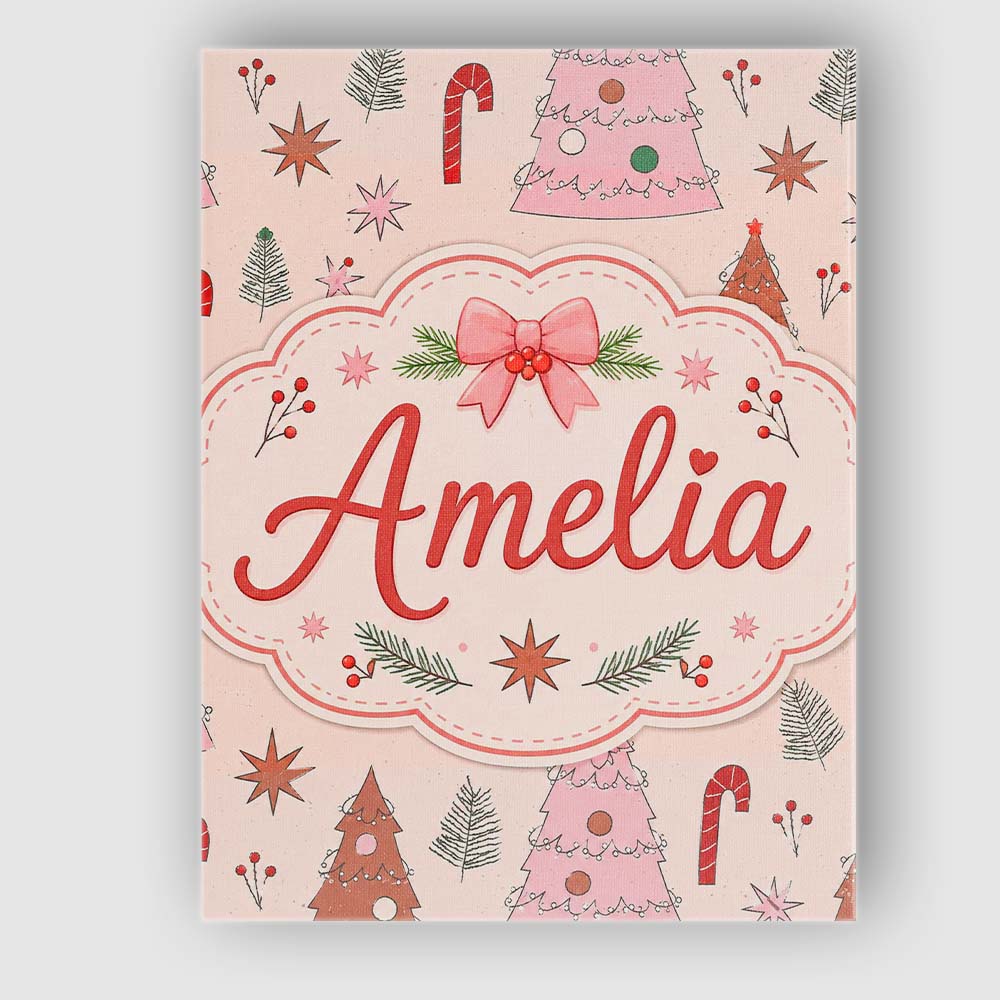 Personalised Name Scandinavian Christmas Custom Unique Gift Idea Elegant Feature Canvas Wall Art Print Decor Picture Ready to Hang